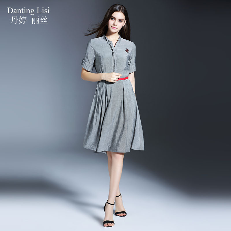 2016夏季新款女裝歐美高端時尚打條修身顯瘦不規則系帶短袖連衣裙工廠,批發,進口,代購