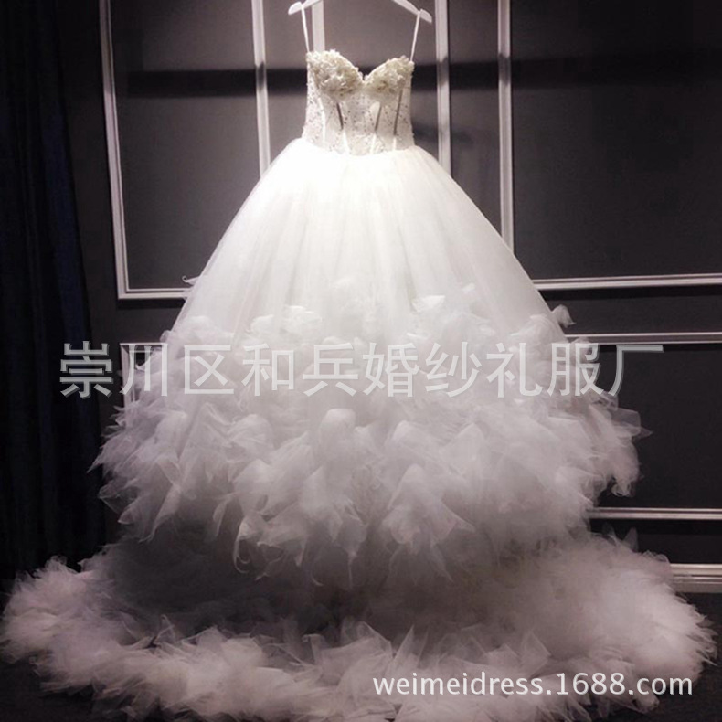 婚紗禮服冬季2015新款韓版抹胸立體手工花長拖尾新娘結婚婚紗定製批發・進口・工廠・代買・代購