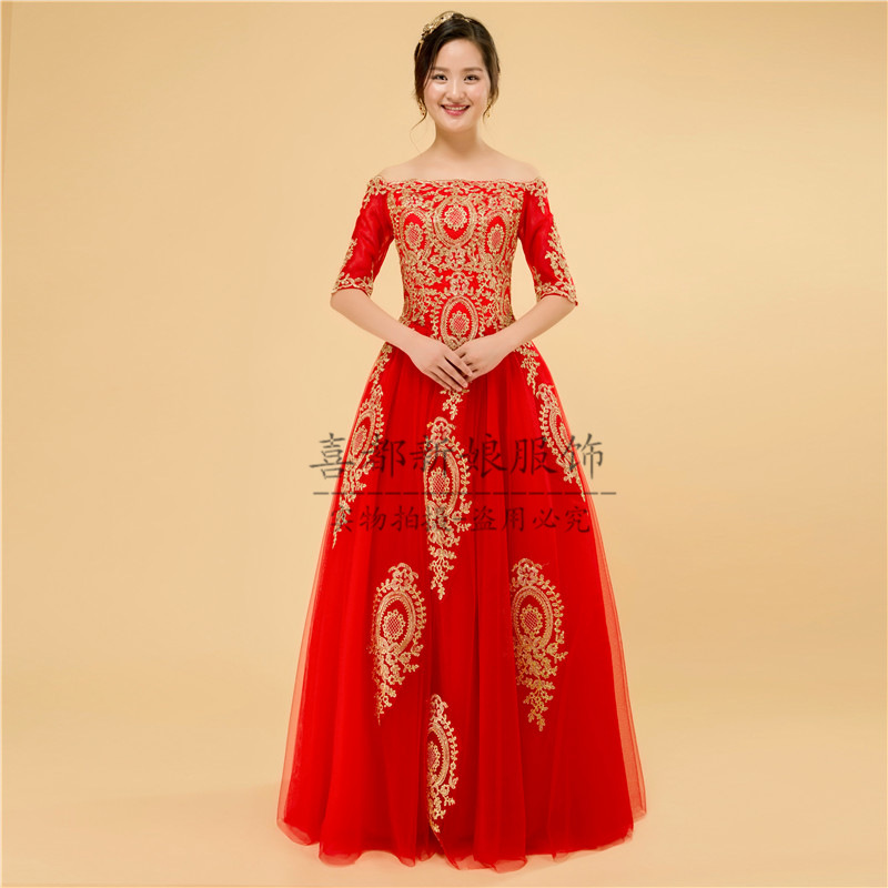 廠傢批發 2016新款紅色齊地新娘婚紗 女 綁帶收腰顯瘦蓬蓬裙批發・進口・工廠・代買・代購