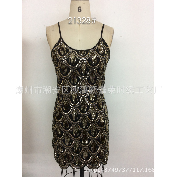 新款魚鱗亮片吊帶連衣裙 夜店服 晚會年會宴會酒會短款亮片禮服批發・進口・工廠・代買・代購