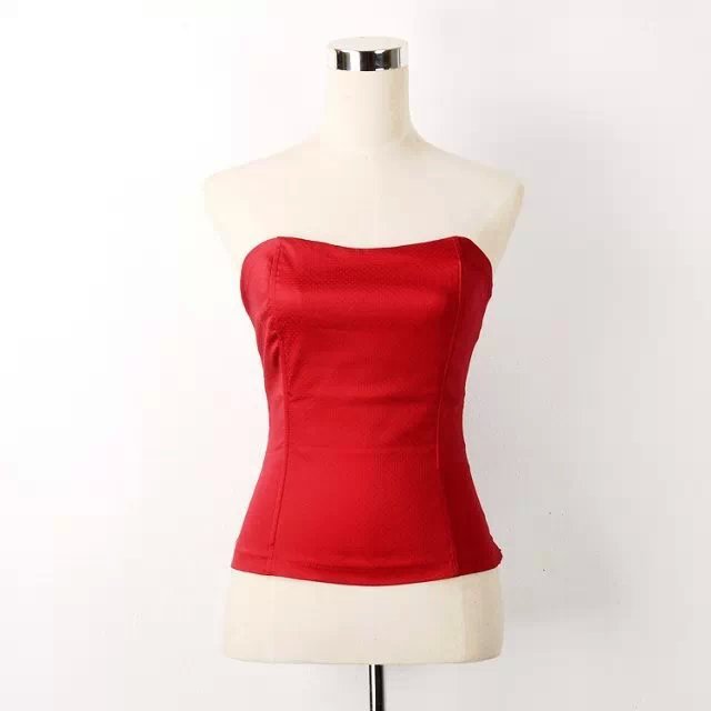 GS-25歐美風純紅色抹胸上裝後松緊收腰顯瘦小禮服晚禮服上裝批發・進口・工廠・代買・代購