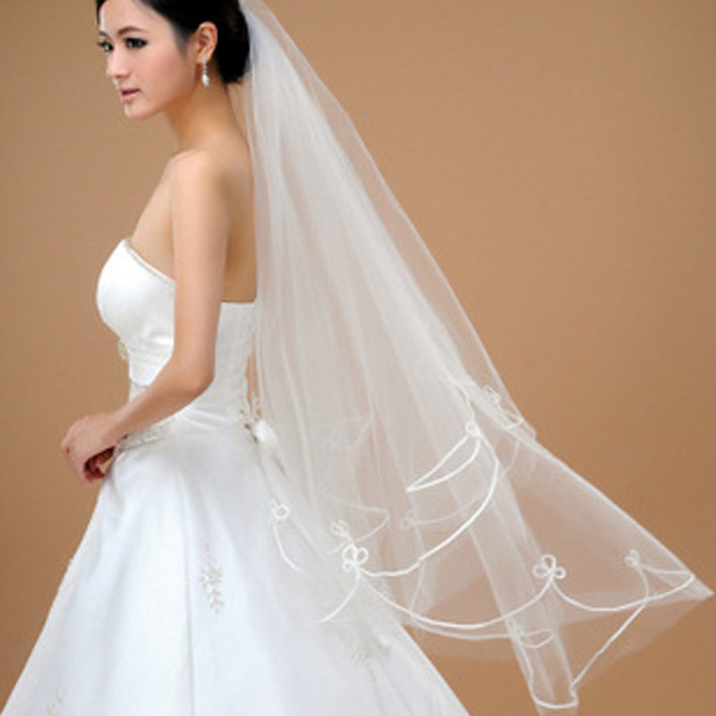 批發新娘頭紗1.5米白色結婚紗頭紗蘇州廠傢直銷現貨粗線結婚頭紗批發・進口・工廠・代買・代購