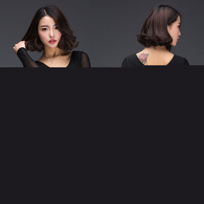 2016秋季中長款打底衫女V領露背網紗長袖性感百搭修身包臀連衣裙批發・進口・工廠・代買・代購