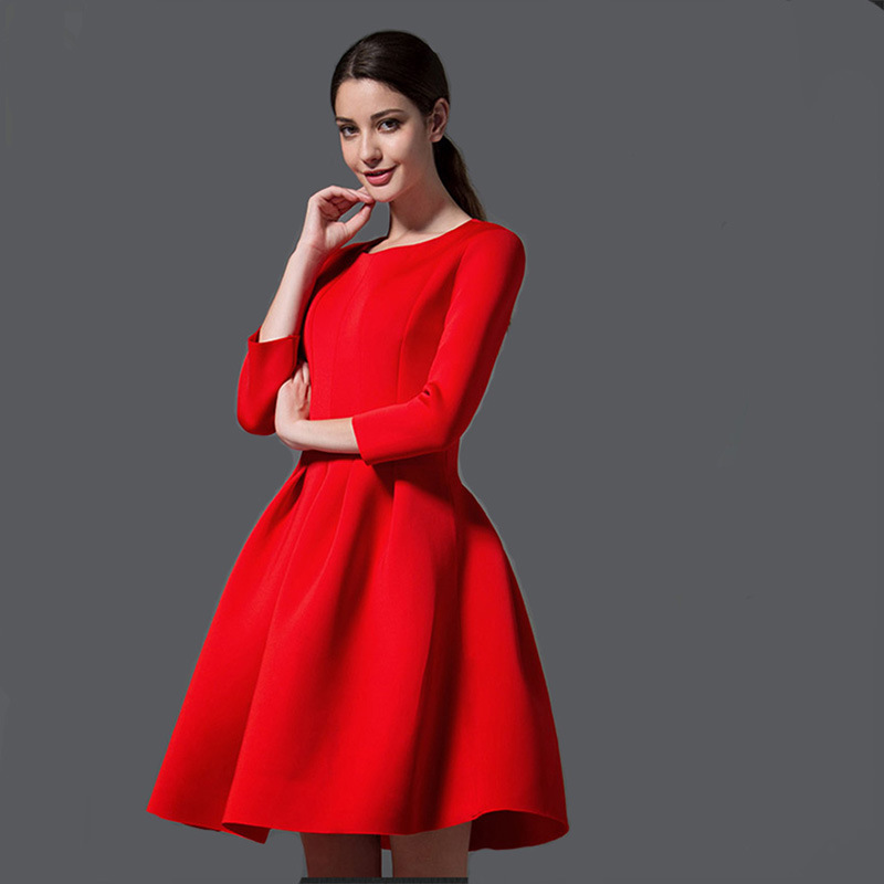 秋冬季紅色新娘敬酒服孕婦連衣裙結婚回門裝訂婚禮服高腰蓬蓬裙子工廠,批發,進口,代購