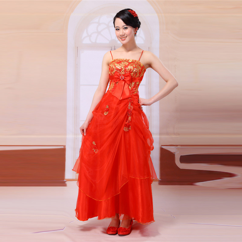 新娘孕婦禮服 紅色亮片婚紗 傳統新娘出門婚紗敬酒禮服土豪金婚紗批發・進口・工廠・代買・代購