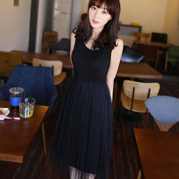 女夏版 波西米亞莫代爾寬松網紗長群 吊帶背心女打底連衣裙女長裙批發・進口・工廠・代買・代購