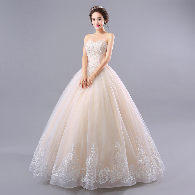 抹胸婚紗禮服新娘結婚齊地裙2016新款夏秋韓式修身顯瘦高檔香檳色批發・進口・工廠・代買・代購