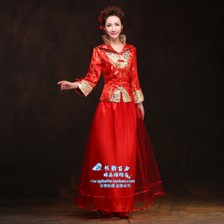 2016新款秋季新娘結婚敬酒服旗袍紅色中式小鳳仙復古婚禮禮服批發・進口・工廠・代買・代購
