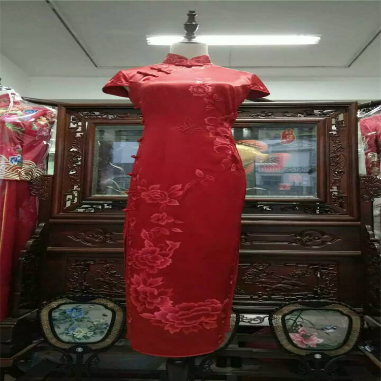 2016夏裝新款氣質修身淑女長款旗袍 高端手工刺繡收腰a字旗袍工廠,批發,進口,代購