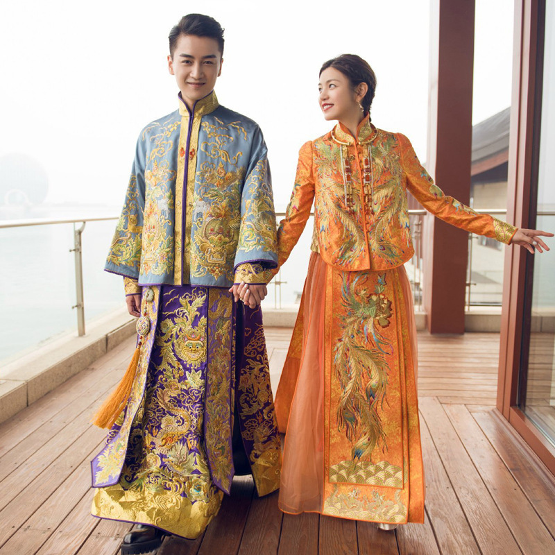 陳妍希秀禾服同款2016新中式結婚禮服嫁衣喜服陳曉同款龍鳳褂男裝工廠,批發,進口,代購