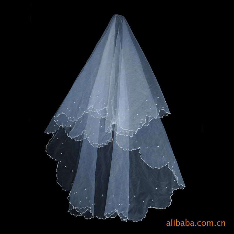 月牙邊黏珍珠T01-1.5m 新娘頭紗，婚紗配件頭紗廠傢直銷工廠,批發,進口,代購