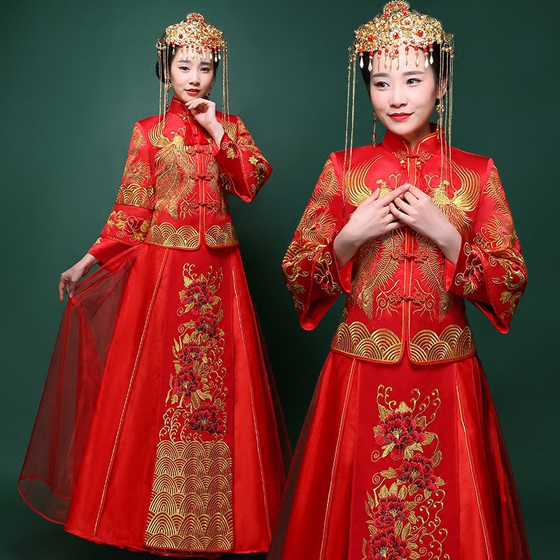 批發新娘秀禾服龍鳳褂古裝中式禮服嫁衣修身敬酒服旗袍秀和服夏季批發・進口・工廠・代買・代購