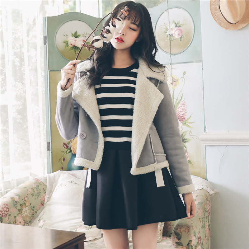 女裝冬季2016新款潮韓版短款外套棉服羊羔毛翻領文藝風棉襖批發・進口・工廠・代買・代購