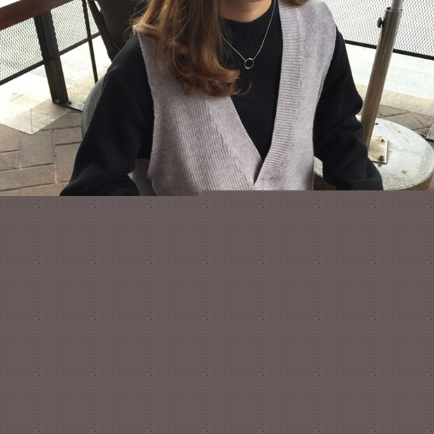 包郵 實拍 韓國秋冬學院風基礎百搭寬松V領針織馬甲背心女批發・進口・工廠・代買・代購