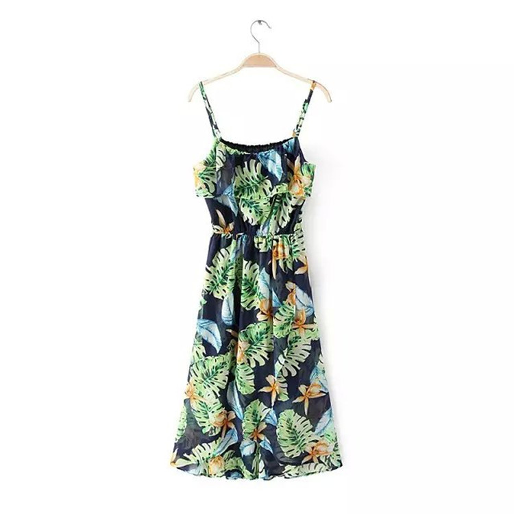 2015夏季新款熱帶花色印花修身沙灘裙波西米亞吊帶連衣裙長裙工廠,批發,進口,代購