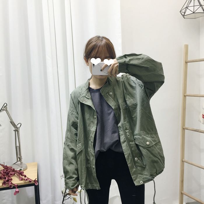 2017新款韓國排扣口袋寬松女裝外套批發・進口・工廠・代買・代購