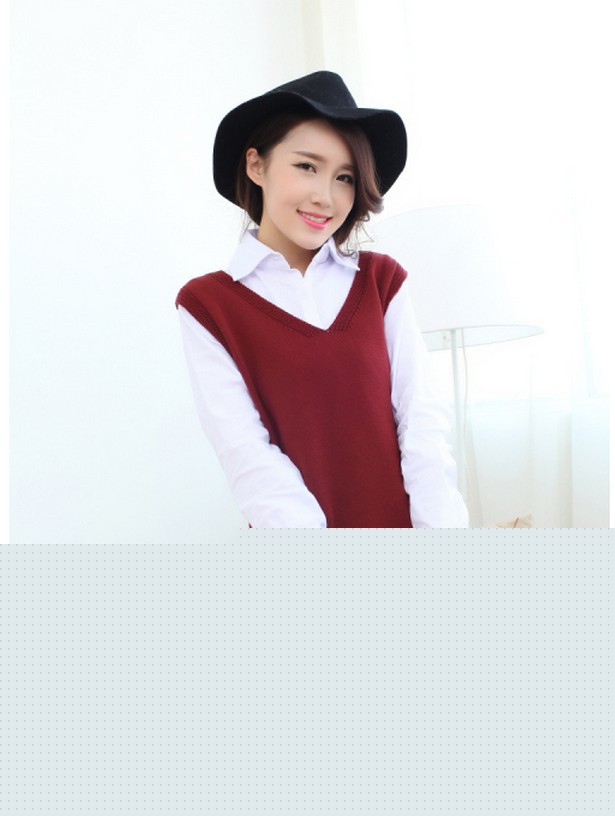 春秋裝韓版中長款套頭毛線無袖寬松V領針織毛衣背心馬甲女批發・進口・工廠・代買・代購
