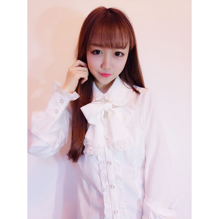 lolita翻領大蝴蝶結 長袖春秋蕾絲襯衫襯衣批發・進口・工廠・代買・代購