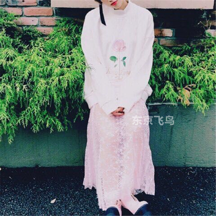 日系潮牌one spo同款 一年四季都搭 精美蕾絲百褶長裙半身裙批發・進口・工廠・代買・代購