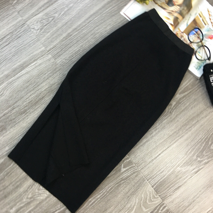小番茄定製 百搭必買中長款半身裙 高腰秋冬新款針織開叉半身長裙批發・進口・工廠・代買・代購
