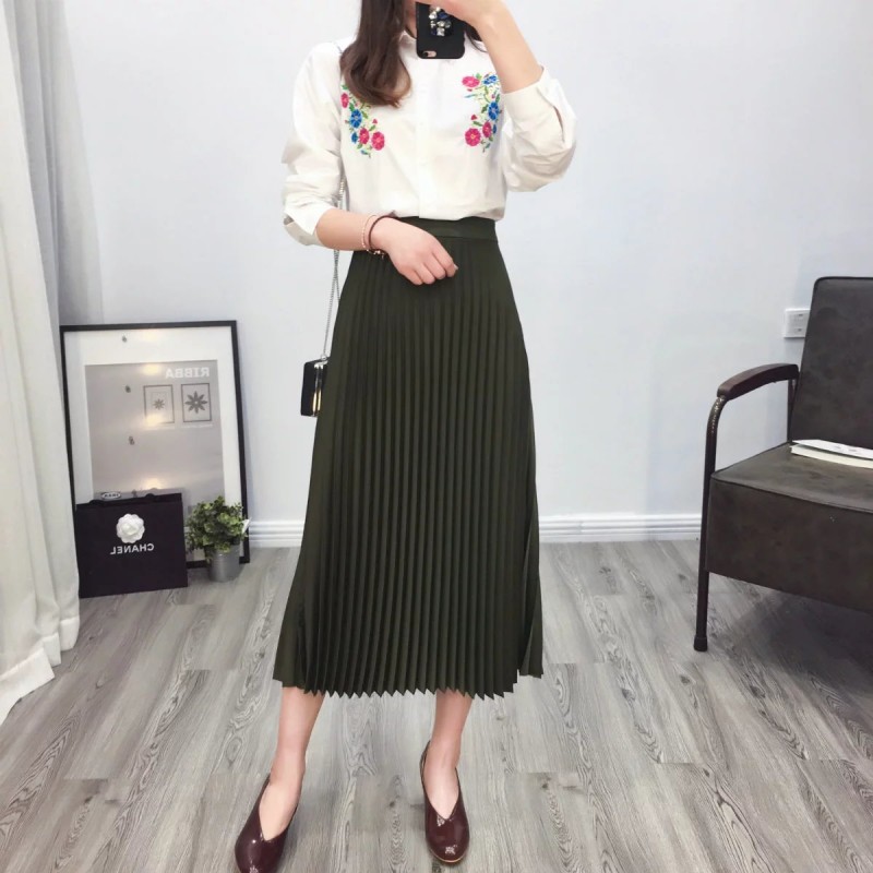 歐洲站 2017春季新款時尚百搭兩色百褶裙 半身裙 短裙 女裝批發批發・進口・工廠・代買・代購