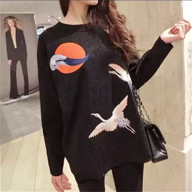S傢原單開發2016冬季新款刺繡羊毛上衣套頭名媛長袖印花針織衫女工廠,批發,進口,代購