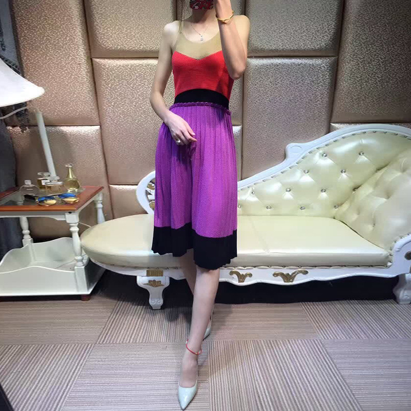 歐美外貿原單高端女裝 修身顯瘦性感褶皺風琴吊帶羊絨毛織裙 代發工廠,批發,進口,代購