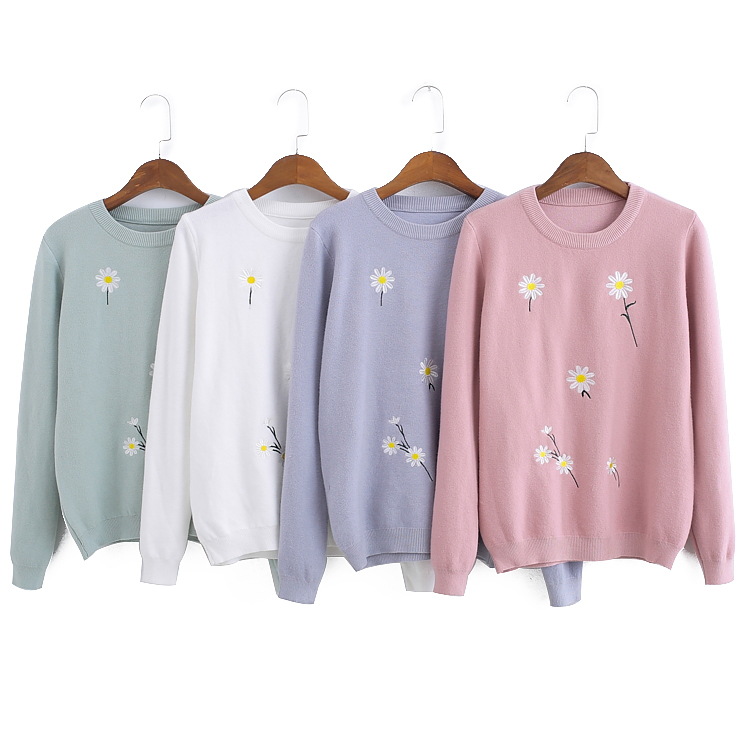 2016冬季新款女裝學院圓領刺繡花針織打底衫0774 032批發・進口・工廠・代買・代購