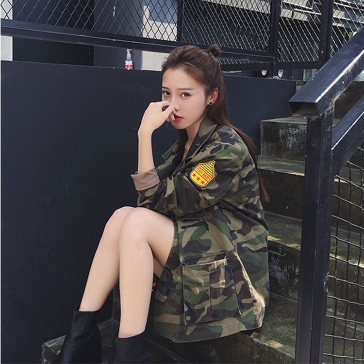 2016秋季女裝新款 定製徽章超好版型寬松迷彩服 女式外套工廠,批發,進口,代購