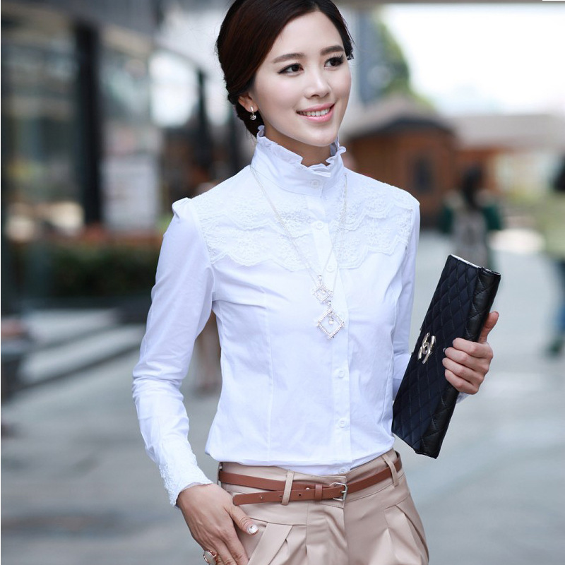 2015春季新款OL氣質職業裝 純棉拼接女士襯衫長袖修身襯衣批發工廠,批發,進口,代購