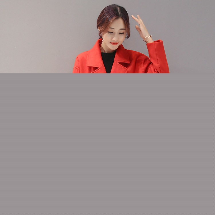 實拍2016秋冬韓國大翻領毛呢小外套寬松長袖繭型短款呢子大衣女潮批發・進口・工廠・代買・代購