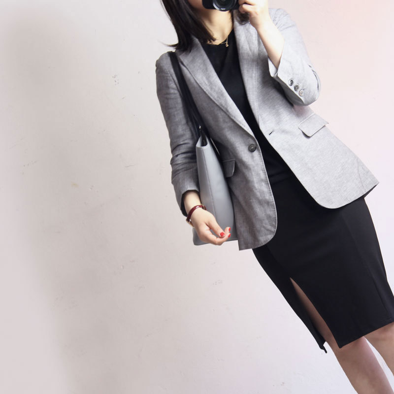 質優型美氣質聖品 OL通勤必備 修身帥氣亞麻西服 半內襯 女 春秋批發・進口・工廠・代買・代購