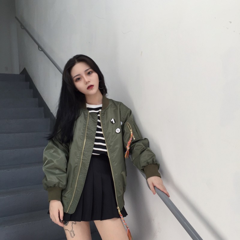 秋冬季寬松短款小外套女裝休閒開衫飛行員長袖夾克女學生棒球服潮工廠,批發,進口,代購