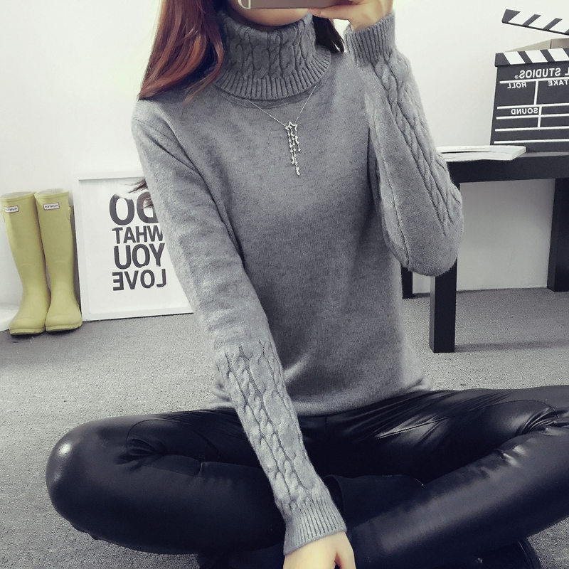 秋冬新款女裝韓版高領毛衣女打底衫麻花套頭加厚修身顯瘦針織衫批發・進口・工廠・代買・代購