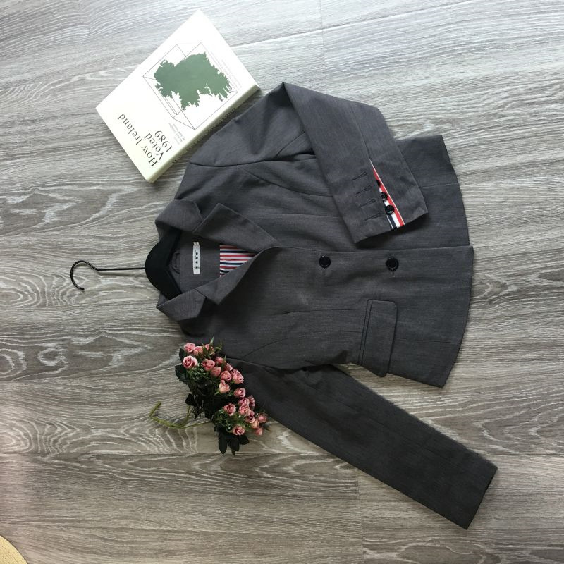 【艾佳依】錢夫人定製 秋季平駁領灰色西裝外套女氣質西服工廠,批發,進口,代購