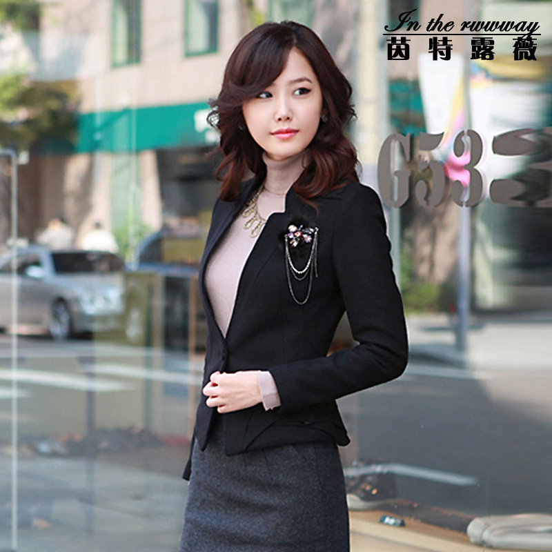 韓國東大門女西裝 新款OL職業女修身立領長袖中短款小西裝外套批發・進口・工廠・代買・代購