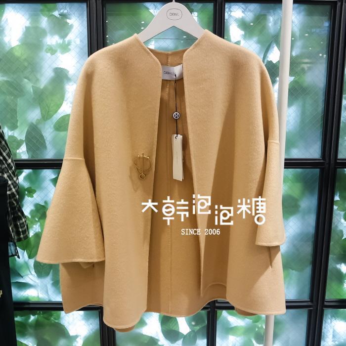 韓國DEWL原單精致荷葉袖雙麵手縫羊毛外套雙麵呢短款小外搭工廠,批發,進口,代購