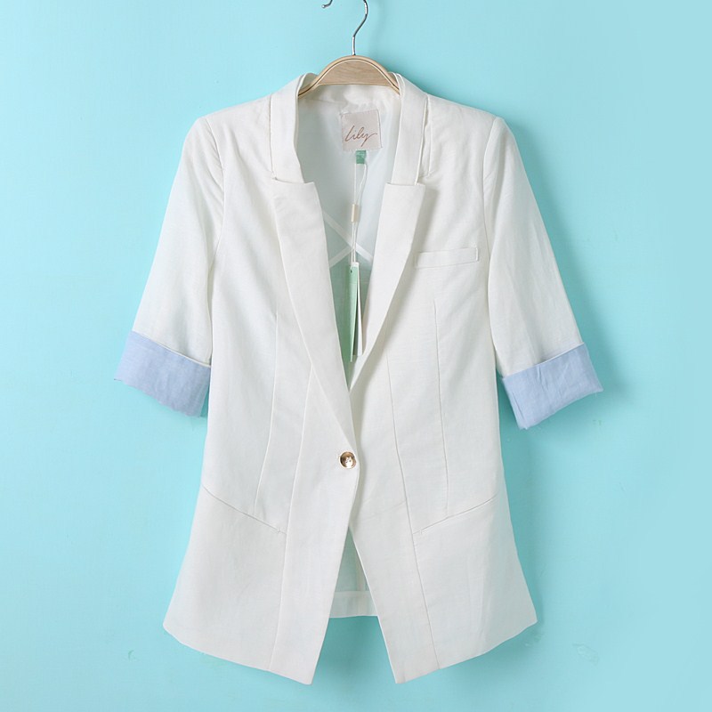2013新款夏裝棉麻一粒扣韓版修身女士七分袖小西裝外套西服D工廠,批發,進口,代購