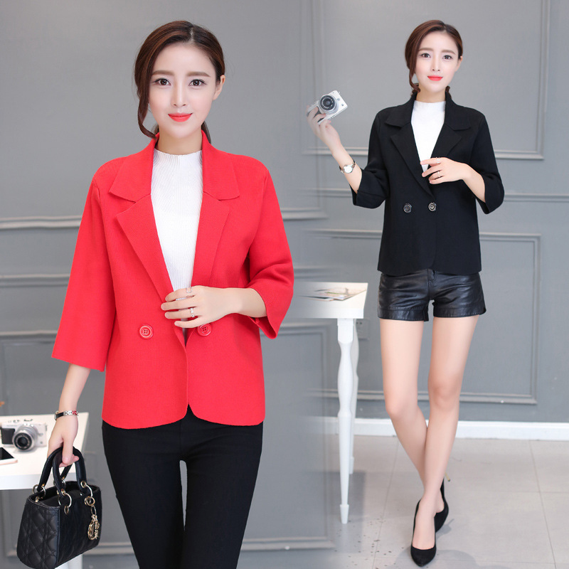 2016秋季新款韓版女裝小西裝 七分袖純色修身小外套批發・進口・工廠・代買・代購