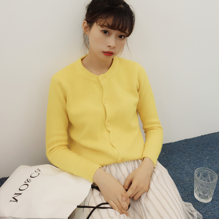 新旗勝網紅廠傢秋冬款韓版羊毛混紡長袖短款小開衫毛衣女  210批發・進口・工廠・代買・代購