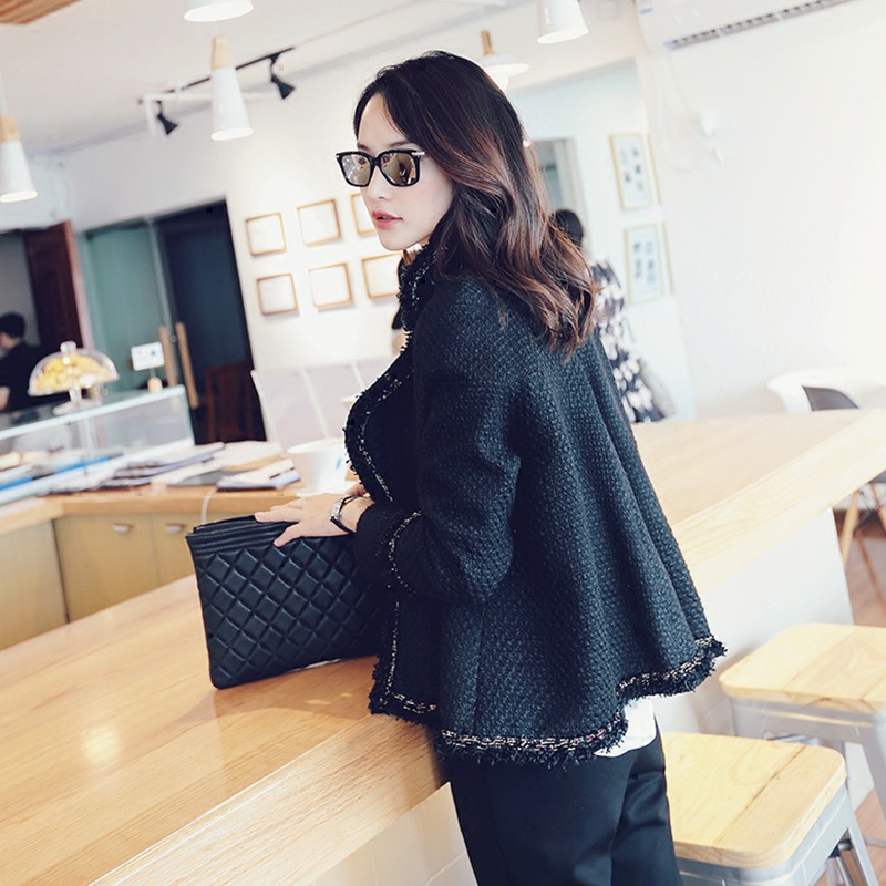 [OOPSMIYA]燕尾鬥篷小香風秋冬女裝新款秋裝毛呢外套短款女式外套工廠,批發,進口,代購