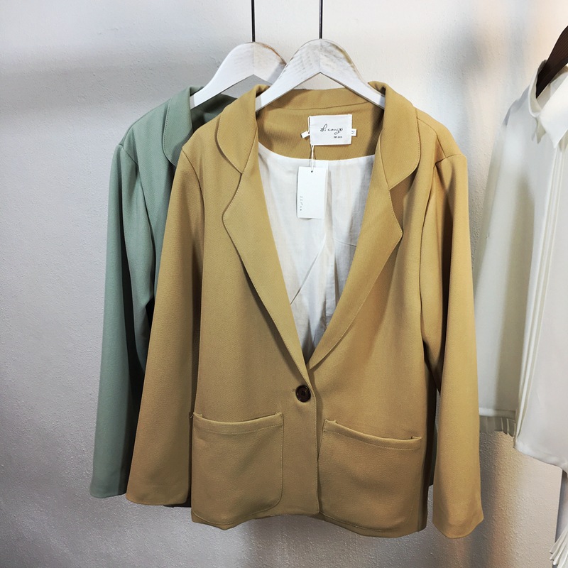 韓闕1123 2017春裝新款韓國女裝純色休閒女式外套小西裝女上裝工廠,批發,進口,代購