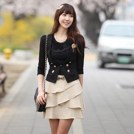 2015 秋裝新款女裝韓版修身七分袖純色小外套工廠,批發,進口,代購