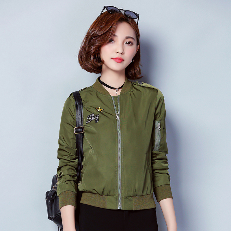 2017春新款軍綠色小外套韓版女式短款棒球服飛行員夾克衫潮批發・進口・工廠・代買・代購