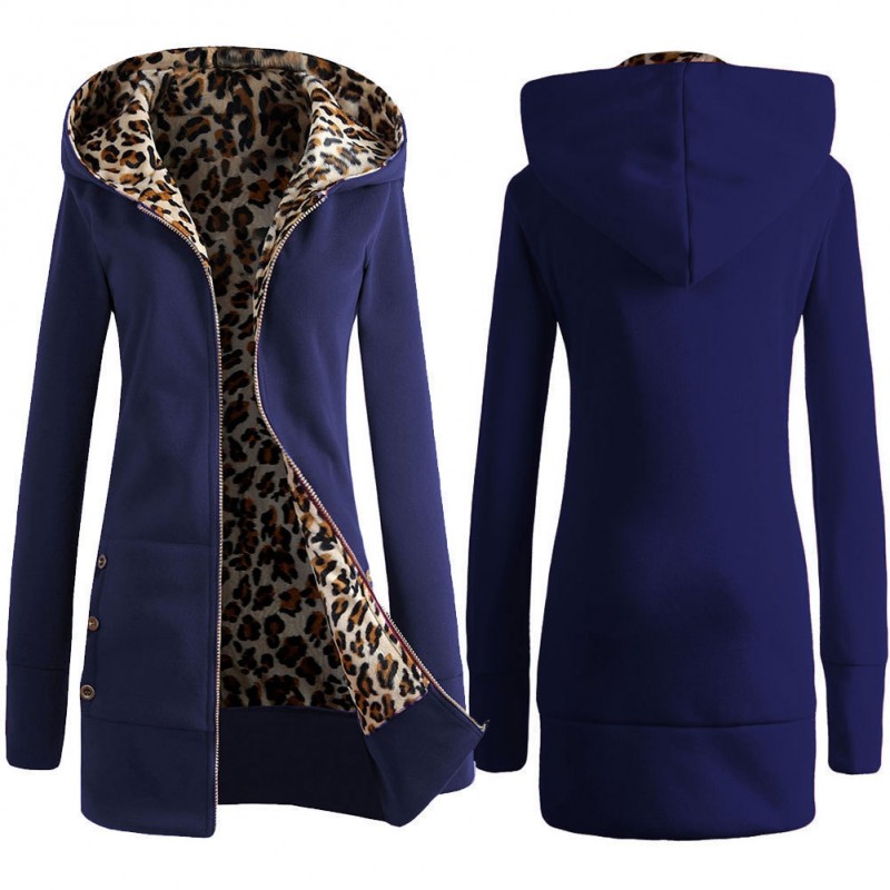 ebay速賣爆款連帽加厚豹紋衛衣 歐美加絨大碼外套女裝高質量工廠,批發,進口,代購