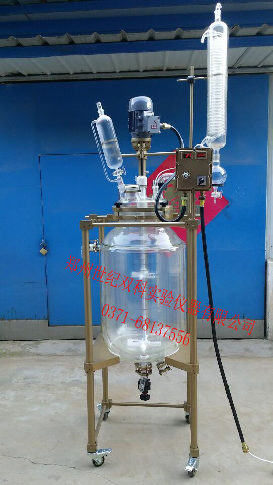 防腐.防爆型.變頻雙層玻璃反應釜80L 框架特氟龍噴塗,廠傢直銷批發・進口・工廠・代買・代購