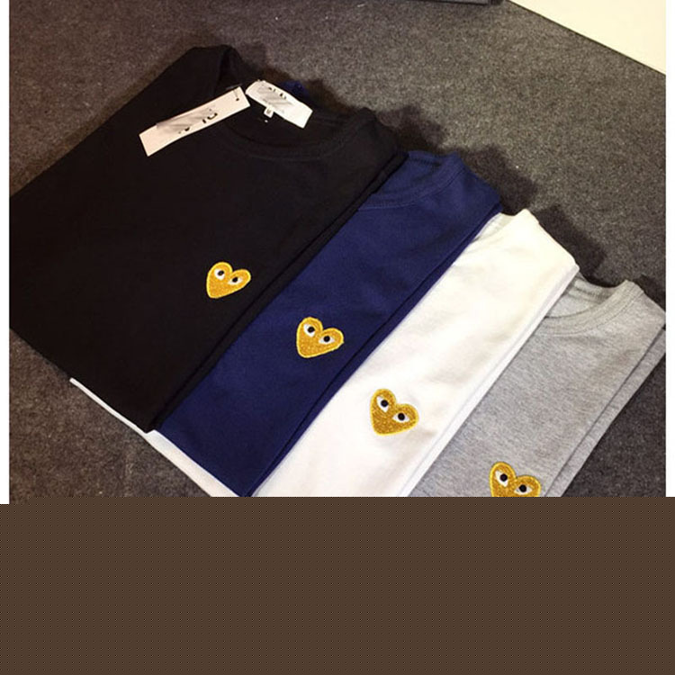 明星同款潮牌刺繡小愛心圓領寬松休閒T恤金心短袖打底衫批發・進口・工廠・代買・代購