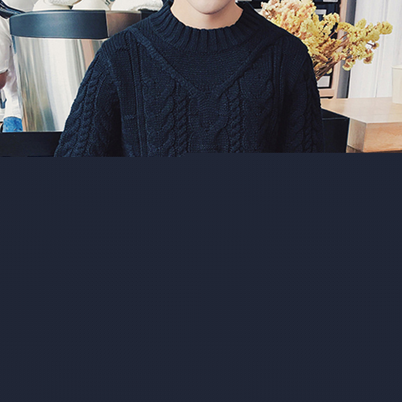 秋冬季新款韓版男裝潮男休閒修身黑色圓領毛衣男士線衣打底針織衫批發・進口・工廠・代買・代購