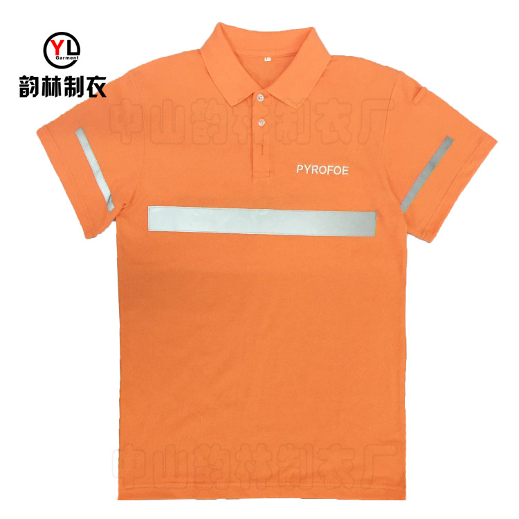 反光條純棉短袖翻領T恤定製印繡logo廣告衫夏季工衣POLO衫定做工廠,批發,進口,代購