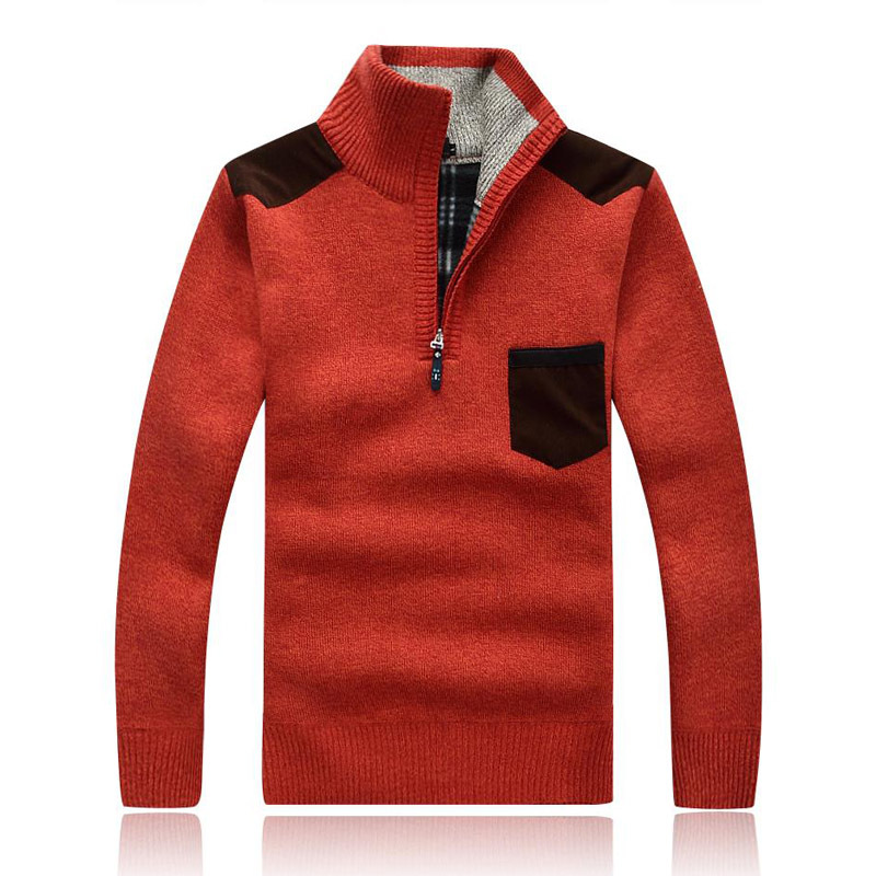 2016新款秋冬高拉鏈領加絨加厚男式羊絨羊毛衫毛衣中年男裝外套工廠,批發,進口,代購